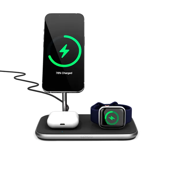 Epico 3IN1 MagSafe Wireless Charger with UK adapter - black