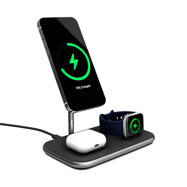 Epico 3IN1 MagSafe Wireless Charger with UK adapter - black