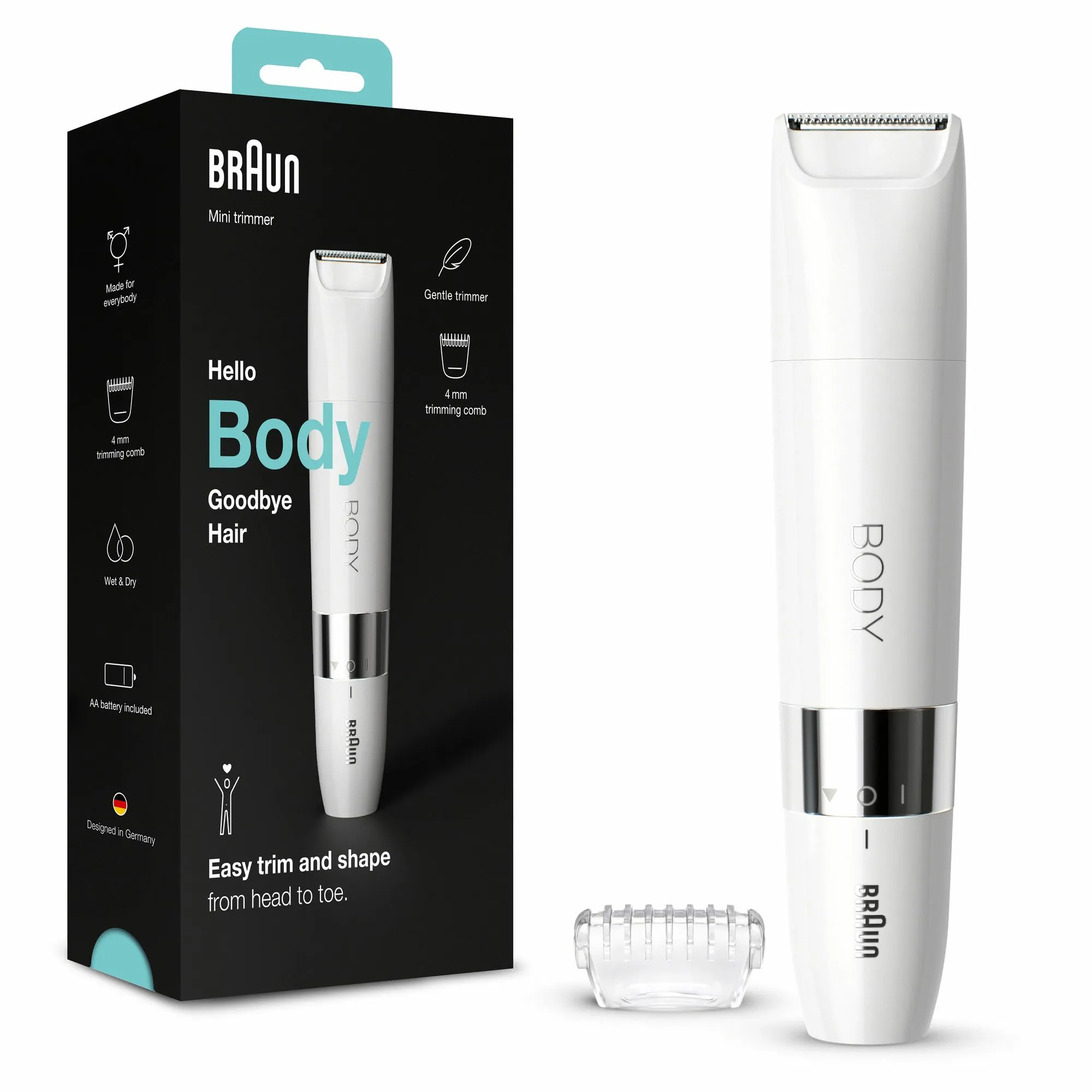 Braun Body Mini Trimmer BS1000 -trimmeri, valkoinen