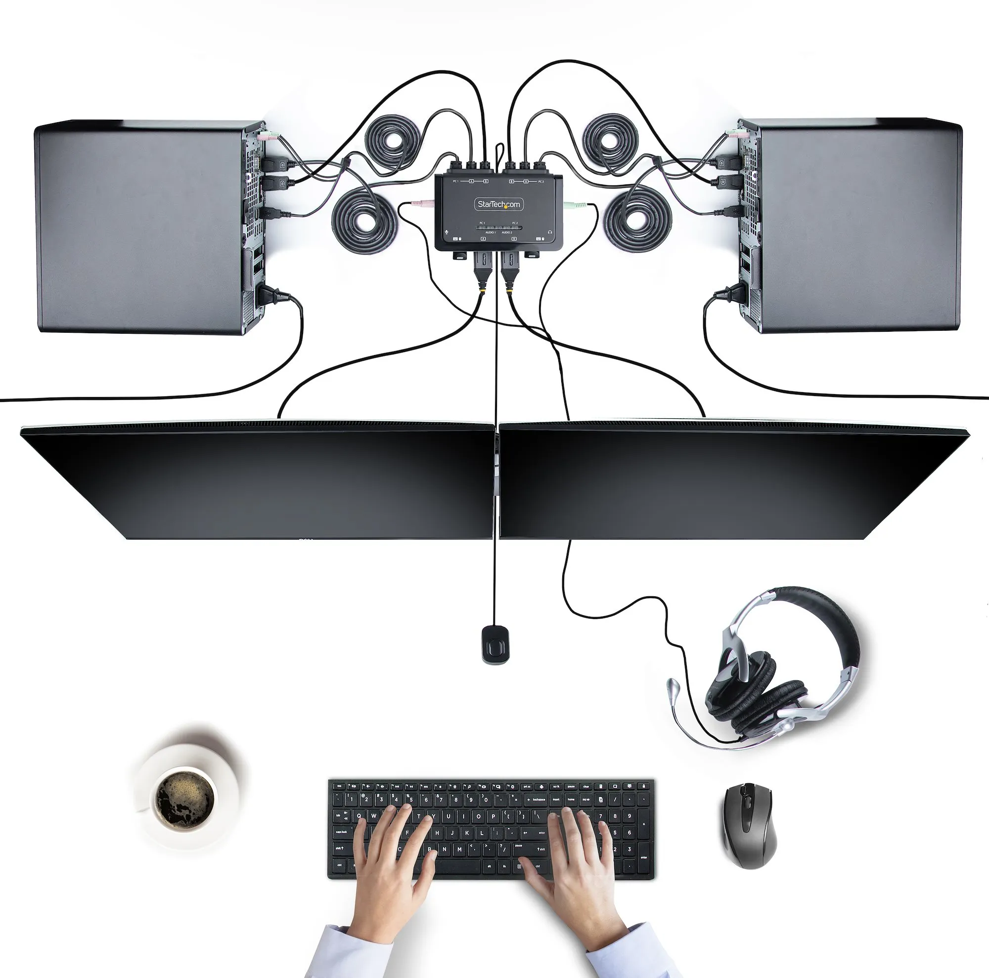 2-Port Dual-Monitor Cable KVM Switch