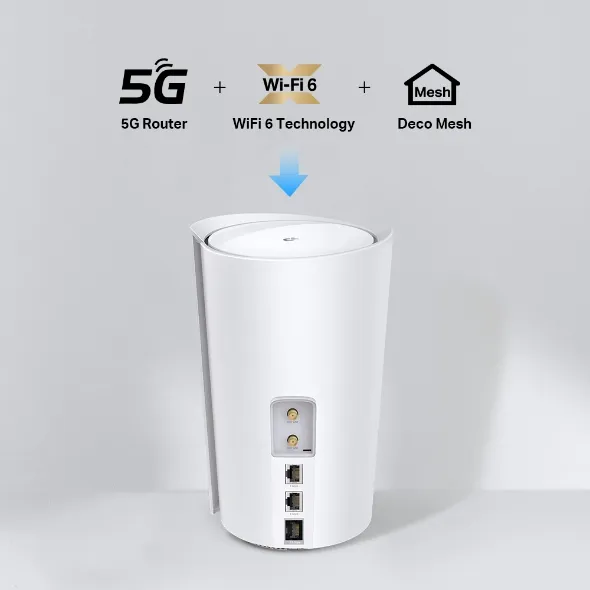 TP-Link Deco X50-5G - Koko kodin mesh-Wi-Fi 6 -yhdysk&auml;yt&auml;v&auml; sis&auml;&auml;nrakennetulla 5G-modemilla, Valkoinen