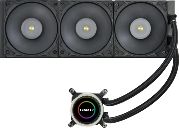Lian Li Galahad II Trinity Performance 360 Black -  3 interchangeable looks, RPM switch controller, double wave radiator fits, 4200 RPM pump motor
