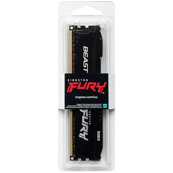 Kingston 16GB (2 x 8GB) Fury Beast, DDR3 1600MHz, CL10 - memory, Black