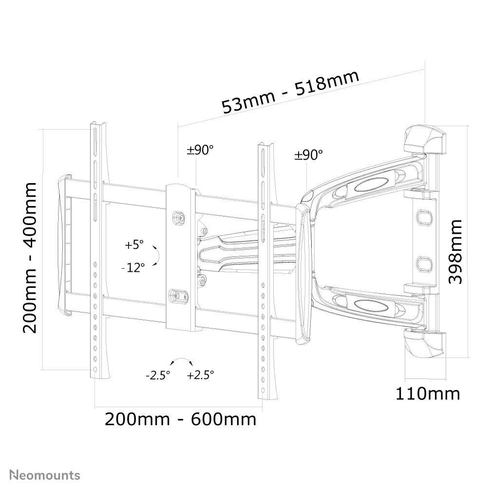 NewStar LED-W700SILVER - Wall mount tuotteelle LCD-n&auml;ytt&ouml; - hopea -n&auml;yt&ouml;n koko: 32&quot;-60&quot;