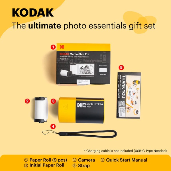 KODAK Instant Camera Memo Shot MS100 Yellow Bundle