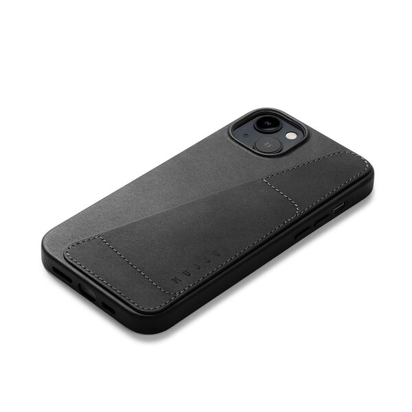 Mujjo Full Leather Wallet Case, iPhone 14 Plus - Wallet Case, Black
