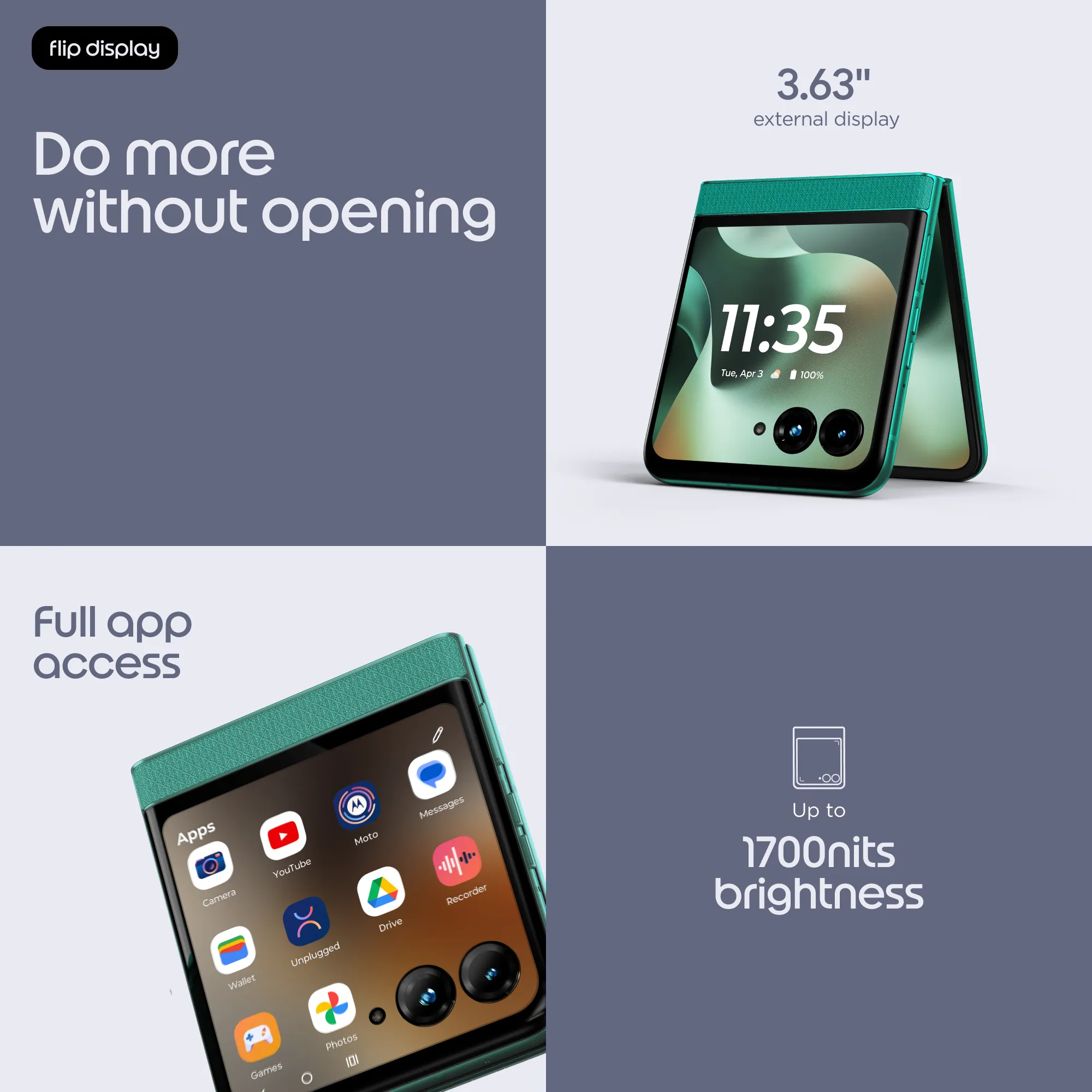 Motorola Razr 70 5G 8/256 Gt -puhelin, PANTONE Sporting Green