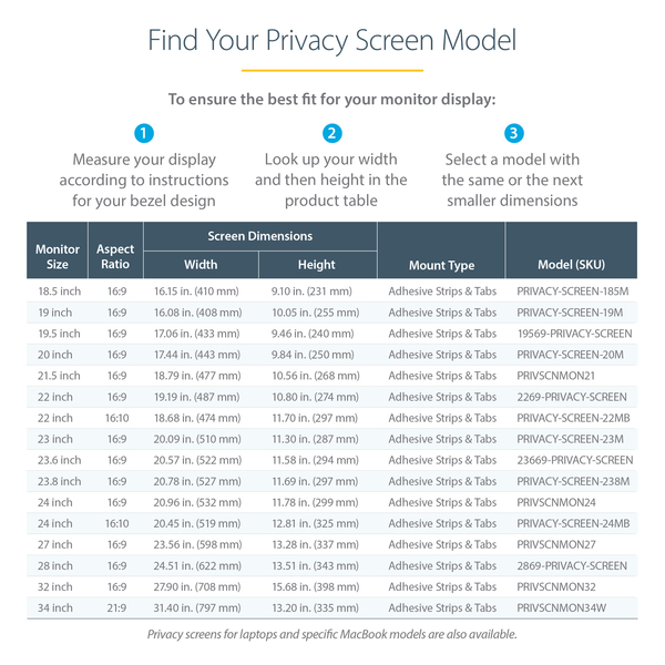 Startech Privacy Screen Filter - sekretessfilter, 32&quot;