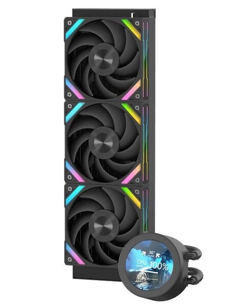 SAMA Q70 360mm Liquid CPU Cooler with LCD Display, Black