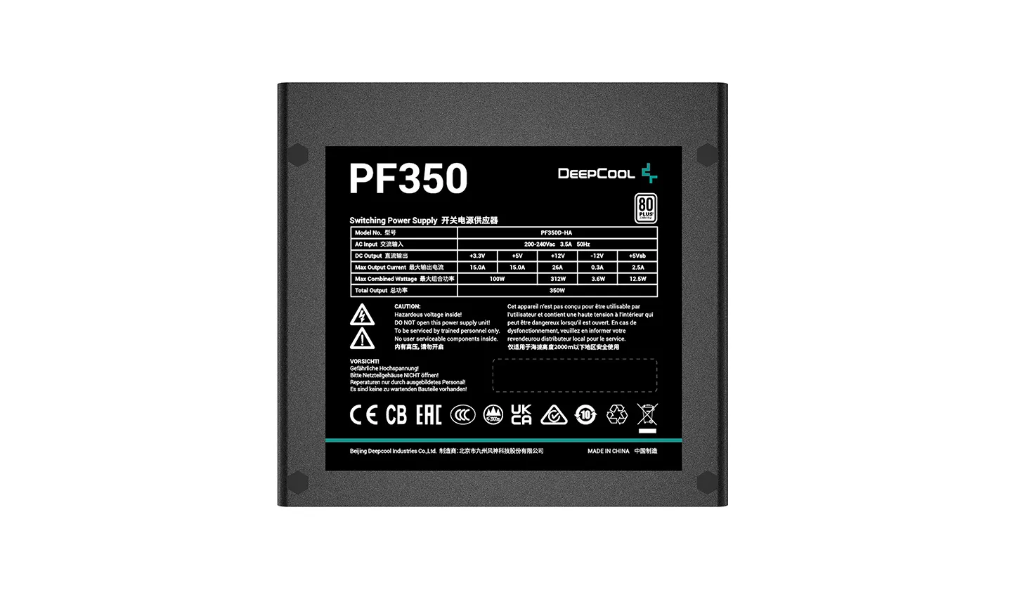 DeepCool PF350D 350W - PSU, 80 Plus White