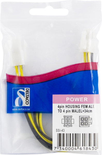 Jatkokaapeli 4-pin ATX12V(P4) u-n, 30cm