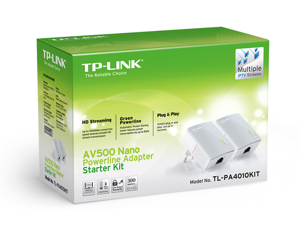 TP-Link AV 500 Nano Powerline Adapter Starter Kit, two units, white