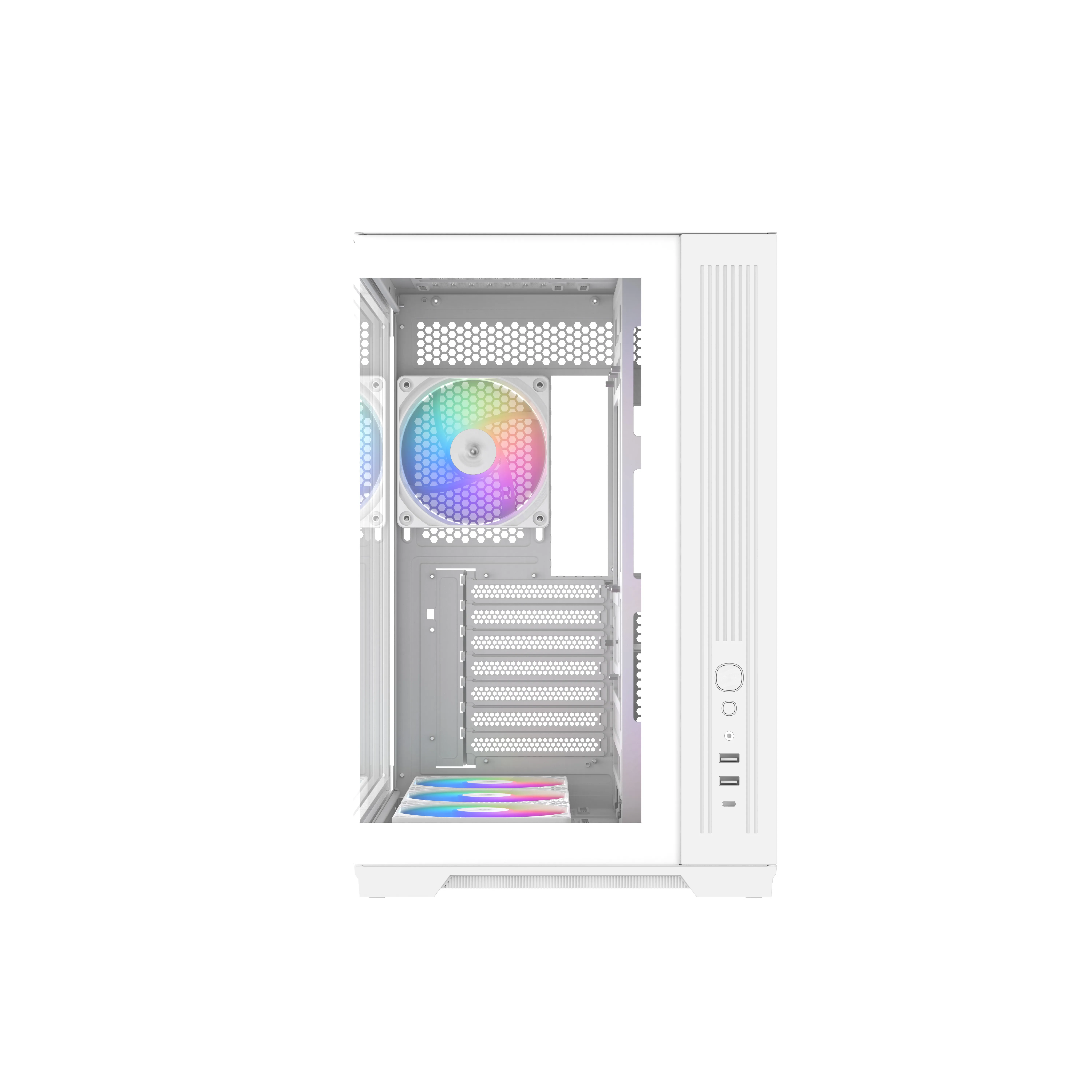 SAMA V52 midi-tower chassi med f&ouml;nster och RGB-belysning, vit