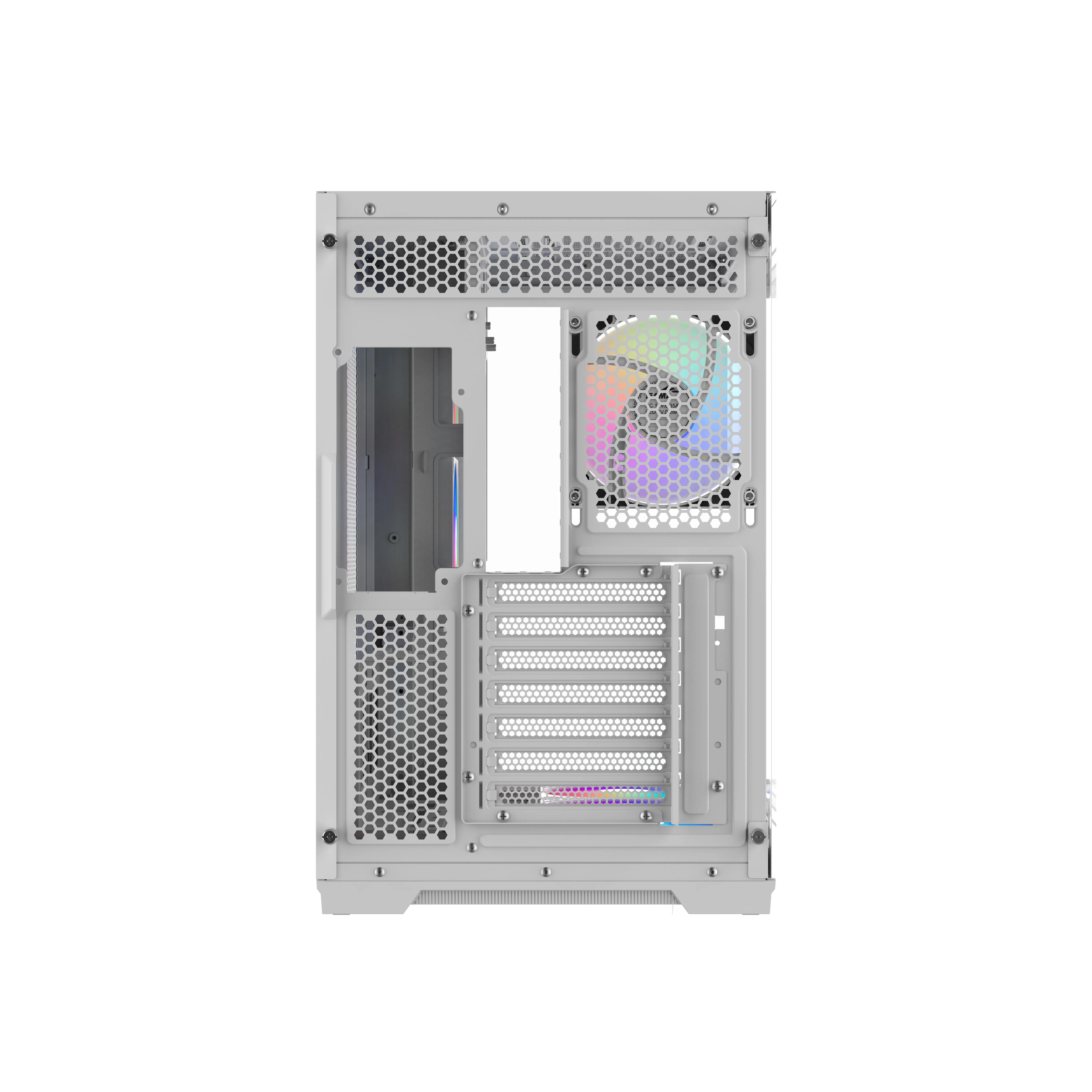 SAMA V52 midi-tower chassi med f&ouml;nster och RGB-belysning, vit
