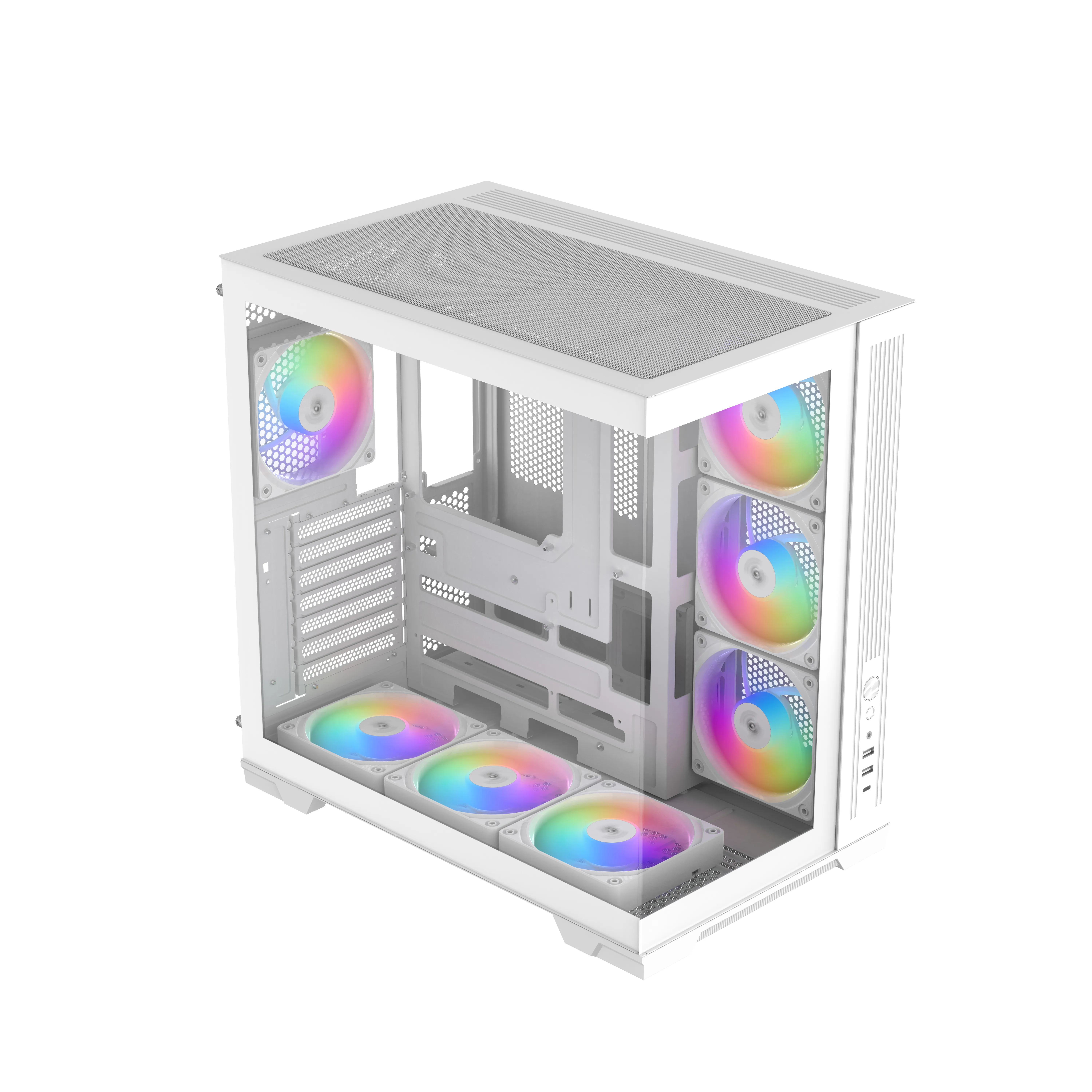 SAMA V52 midi-tower chassi med f&ouml;nster och RGB-belysning, vit