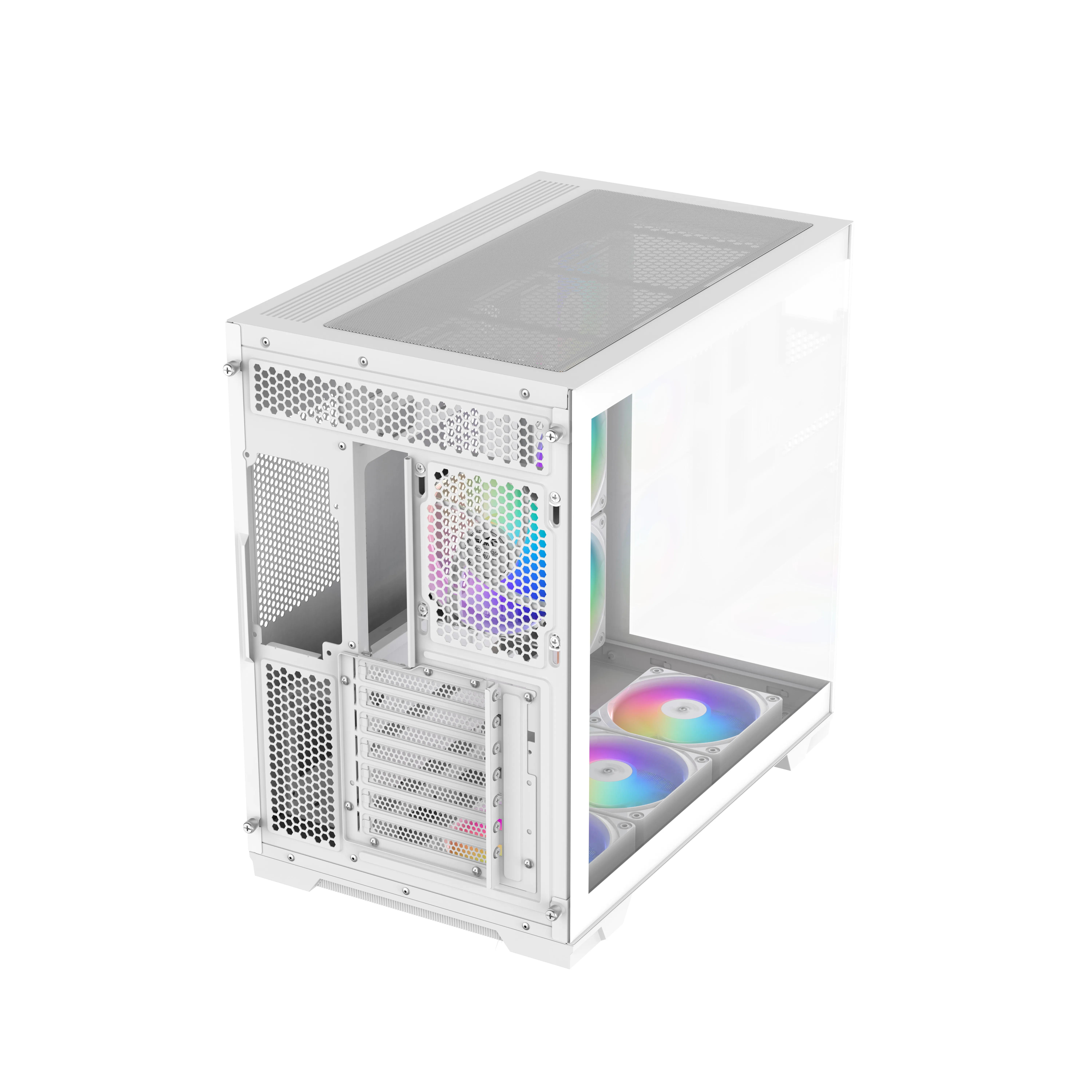 SAMA V52 midi-tower chassi med f&ouml;nster och RGB-belysning, vit