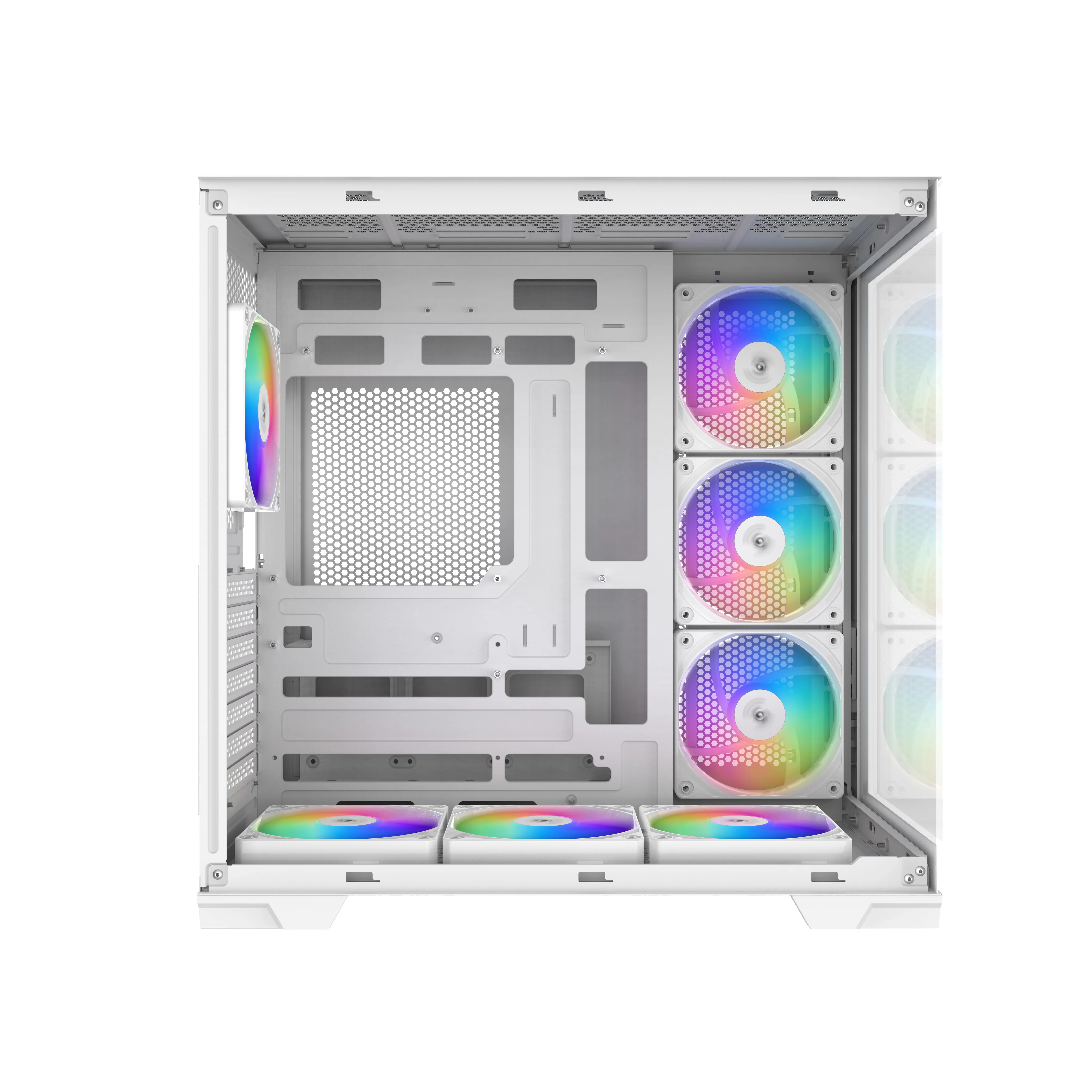 SAMA V52 midi-tower chassi med f&ouml;nster och RGB-belysning, vit