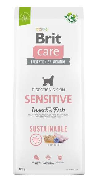 Brit Care Dog Sustainable Sensitive Insect &amp; Fish, Torrfoder f&ouml;r hund, Adult, 12 kg
