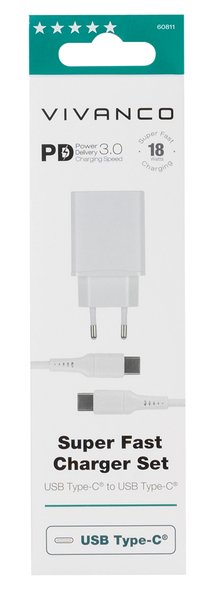 VIVANCO USB-C PD 18W Home Charger USB-C 1.2m