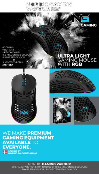 Nordic Gaming Vapour NG-MS20 Ultra Light -pelihiiri, musta