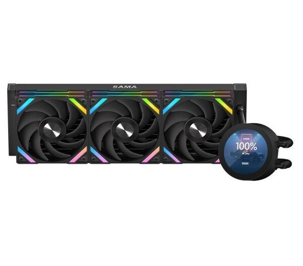 SAMA Q70 360mm Liquid CPU Cooler with LCD Display, Black