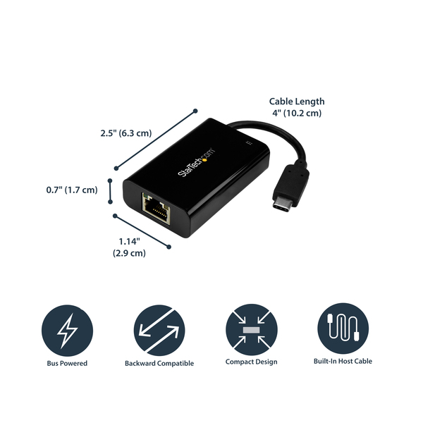 USB-C GIGABIT ETHERNET NETWORK - ADAPTER WITH PD CHARGING