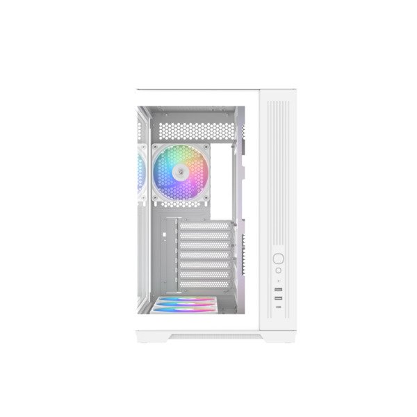 SAMA V52 midi-tower chassi med f&ouml;nster och RGB-belysning, vit