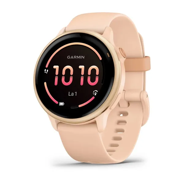 Garmin Vivoactive 6 GPS - smartklocka, metallisk gryningsrosa med gryningsrosa armband