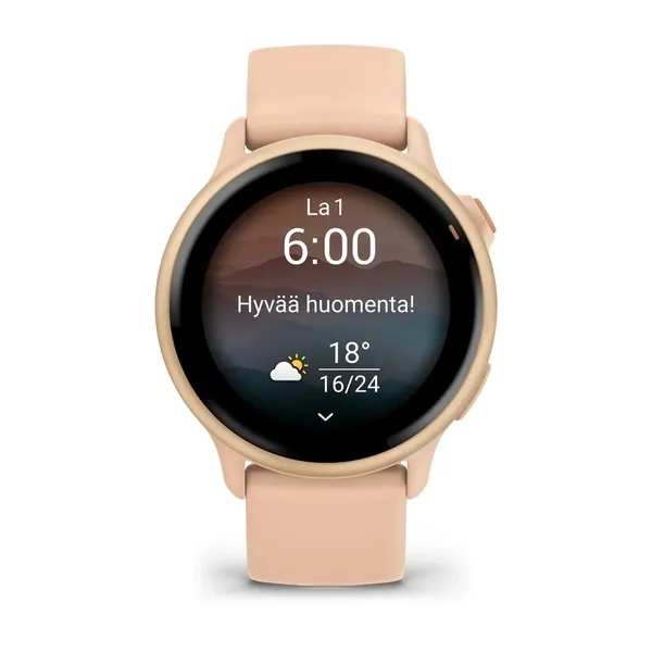 Garmin Vivoactive 6 GPS - smartklocka, metallisk gryningsrosa med gryningsrosa armband