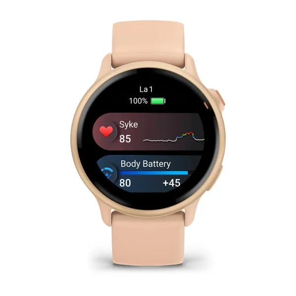 Garmin Vivoactive 6 GPS - smartklocka, metallisk gryningsrosa med gryningsrosa armband