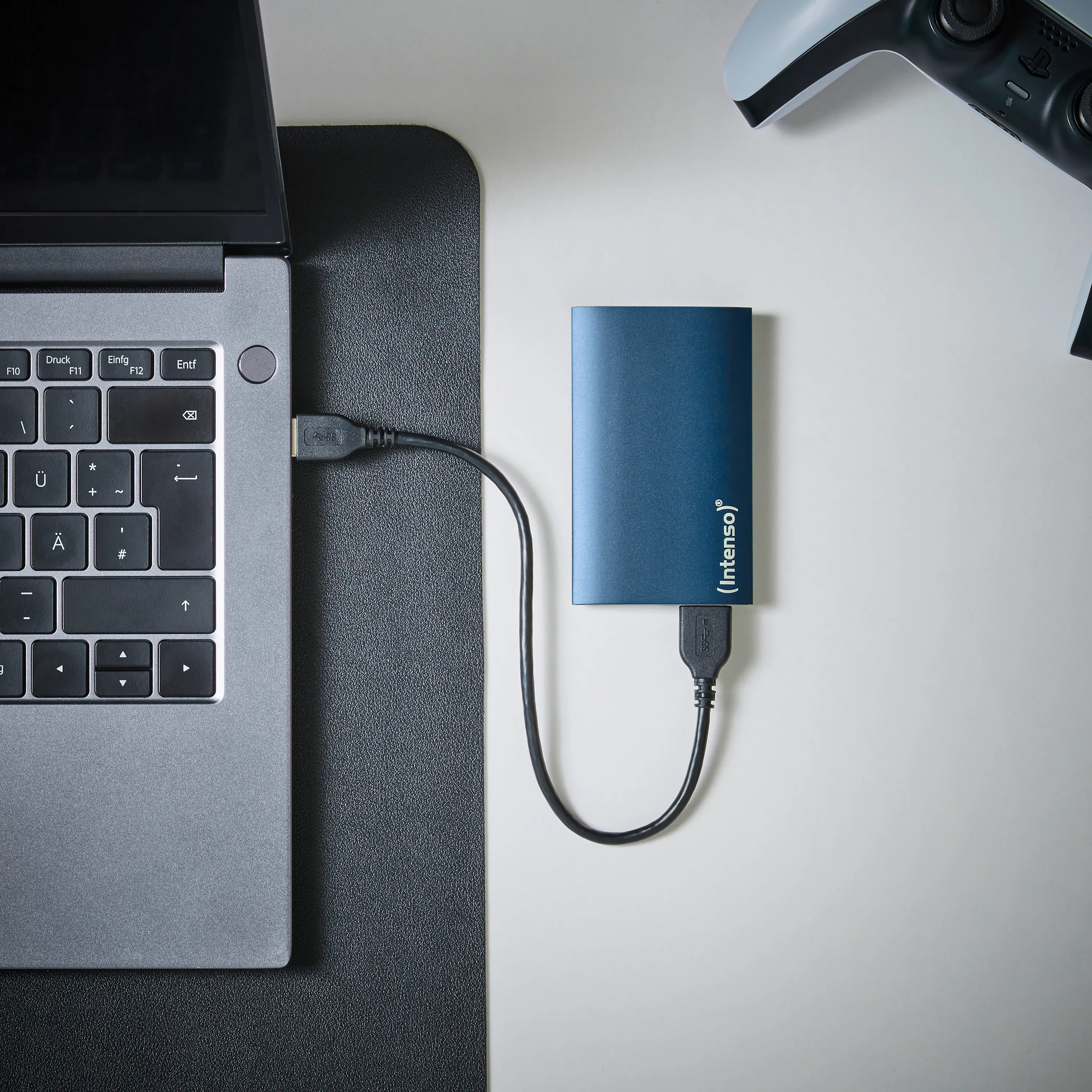 Intenso 500GB External SSD with USB 3.2 Gen 1 (USB-A), Shock Resistant, Blue