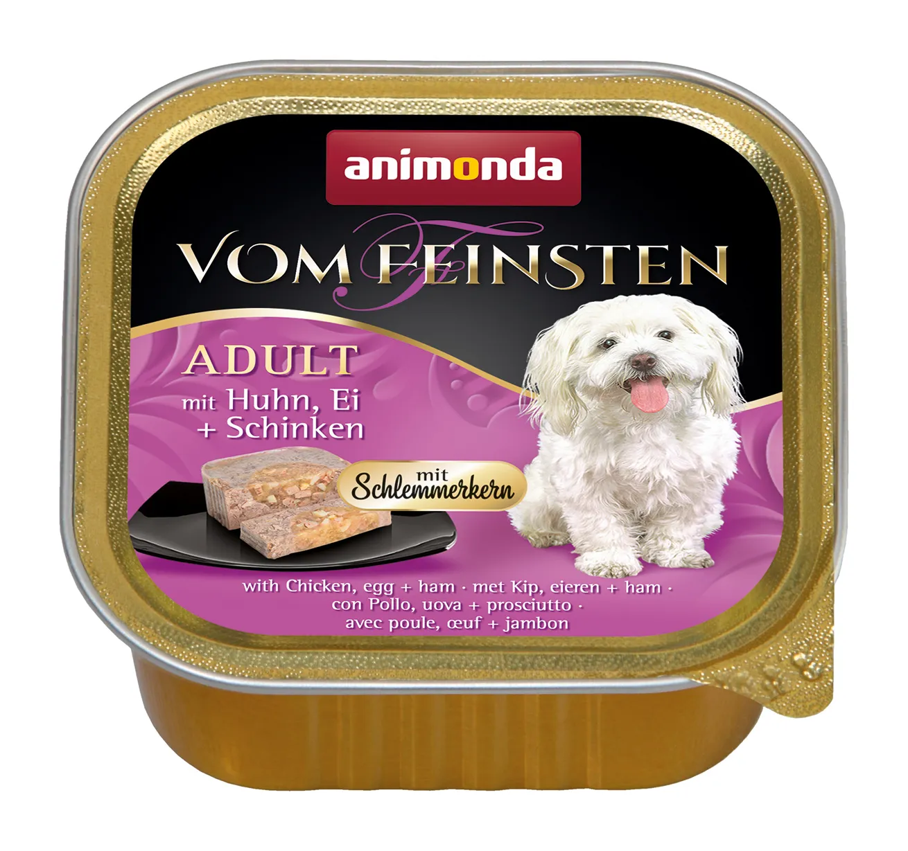 Animonda Vom Feinsten Adult Gourmet Centre with Chicken, Egg & Ham, Wet food for dogs, Grain Free, 22 x 150g