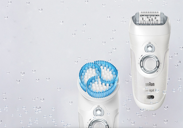 BRAUN EPILAATTORI SE7561W&amp;D + FG1100 bikinitrimmeri,  Wet &amp; Dry ladattava epilaattori. K&auml;&auml;ntyv&auml; ajop&auml;&auml; hierontarullilla. Kuiva ja m&auml;rk&auml;ajoon. Smartlight sek&auml; 8
