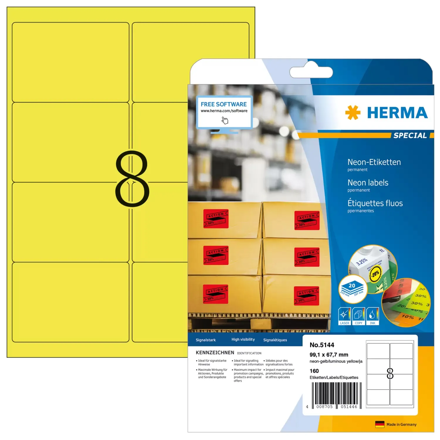 Herma label Special 99,1x67,7 neon yellow (160)