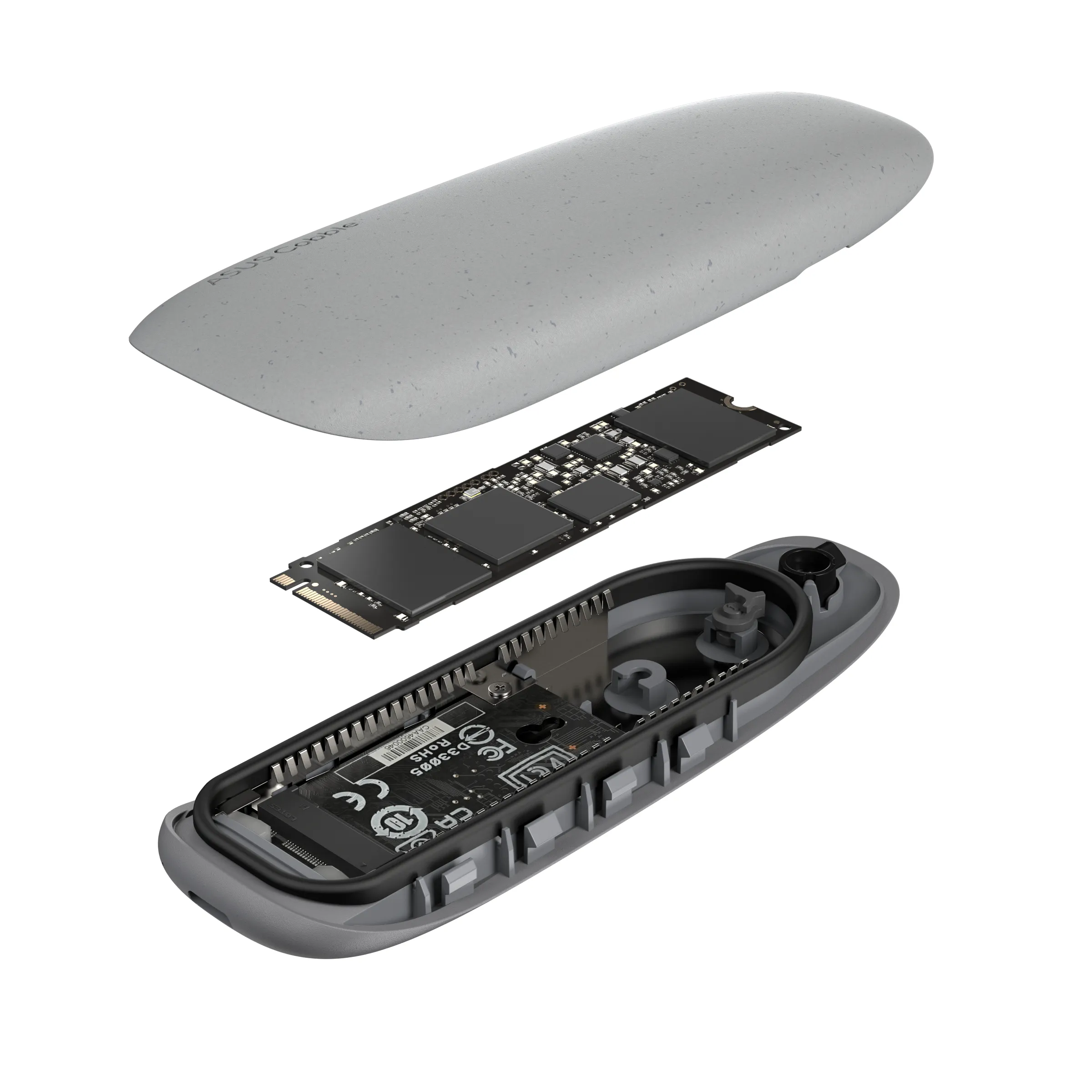 ASUS COBBLE SSD Enclosure Gray - USB 3.2 Gen 2x1 Type-C (10Gbps) IP55 NVMe 2280/2260/2242