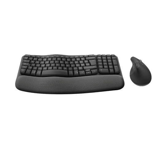 Logitech Wave Keys & Lift Combo Wireless Ergonomic Keyboard and Mouse, Graphite
