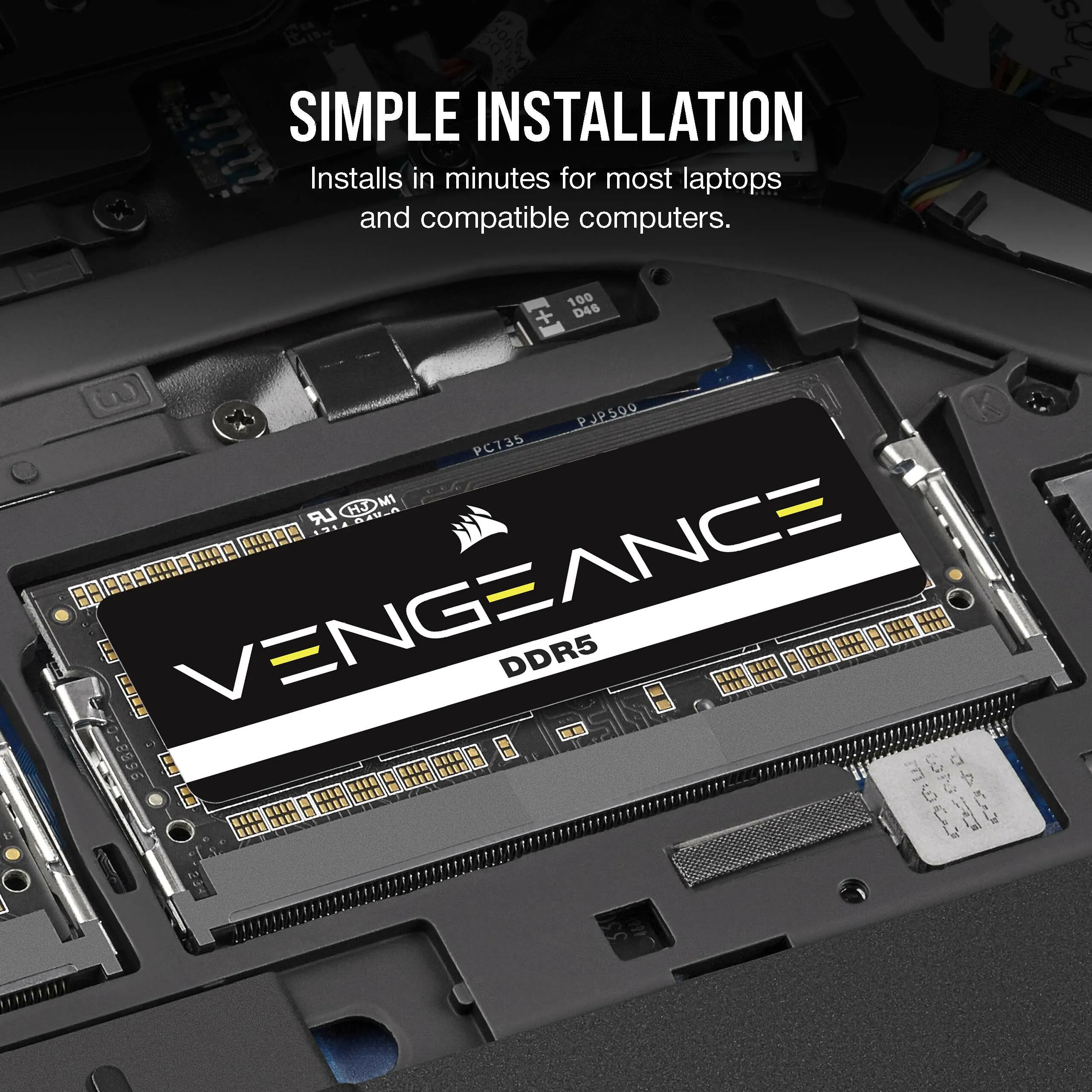 CORSAIR VENGEANCE 64GB 2x32GB DDR5 SODIMM 5600MT/s CL48-48-48-90 1.1V - minne,svart
