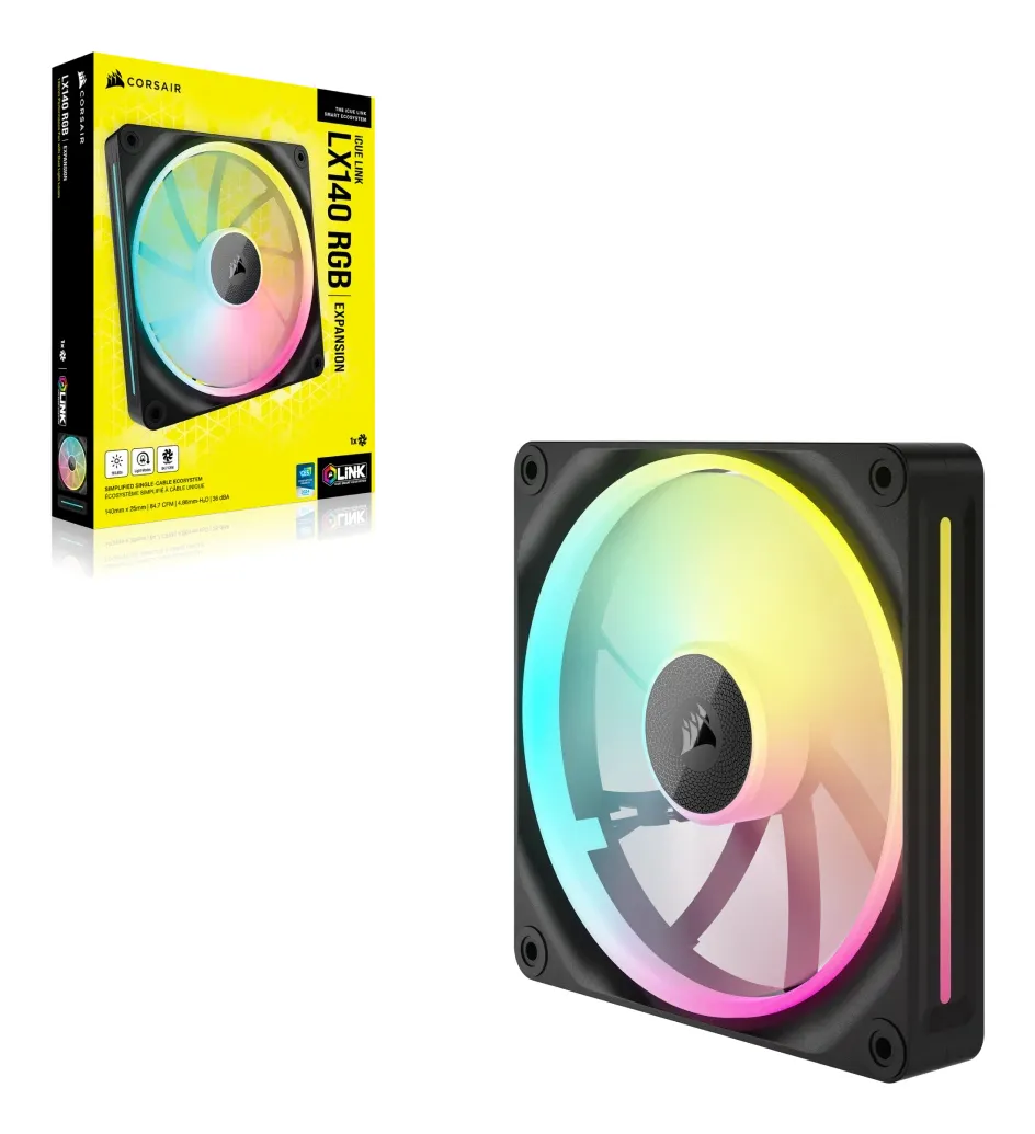 Corsair iCUE LINK LX140 RGB, 140mm PWM - chassi fl&auml;kt, svart