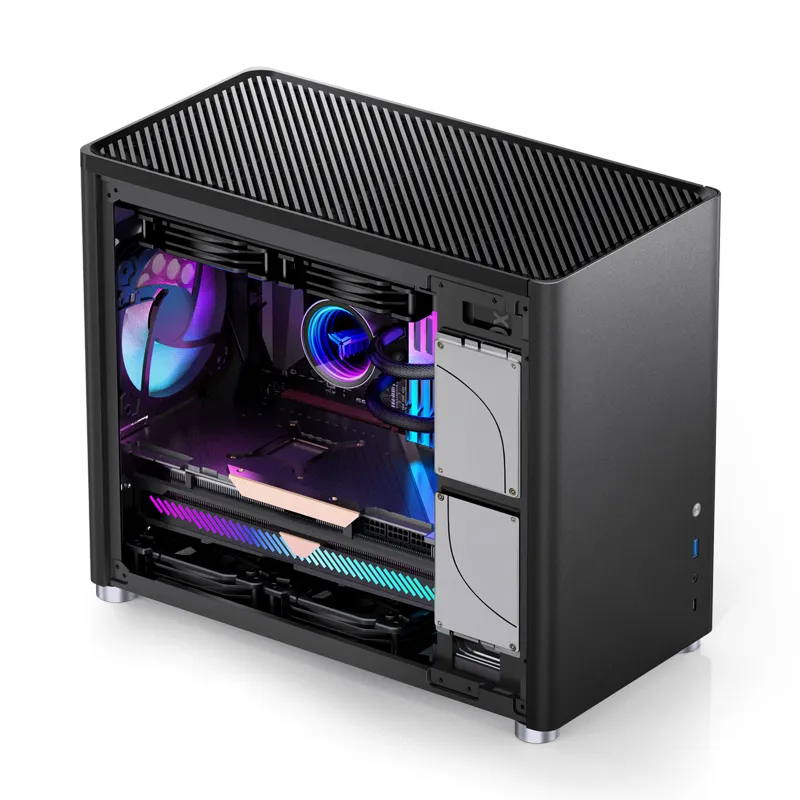 Jonsbo D30, tempered glass -Micro-ATX chassi, svart