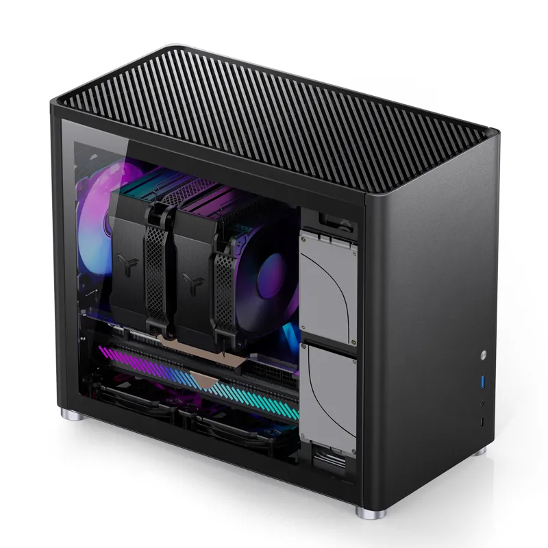 Jonsbo D30, tempered glass -Micro-ATX chassi, svart