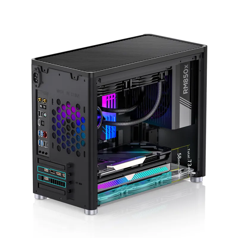 Jonsbo D30, tempered glass -Micro-ATX chassi, svart
