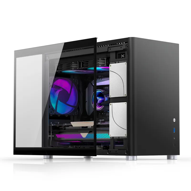 Jonsbo D30, tempered glass -Micro-ATX chassi, svart