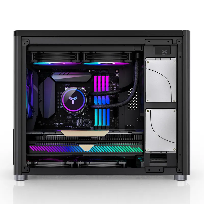 Jonsbo D30, tempered glass -Micro-ATX chassi, svart
