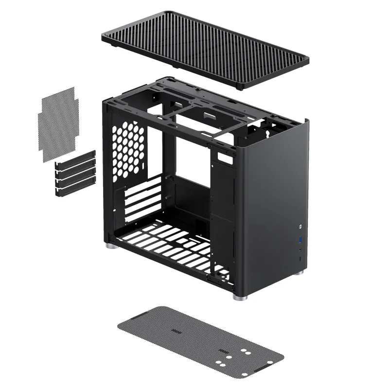 Jonsbo D30, tempered glass -Micro-ATX chassi, svart