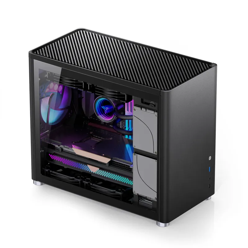 Jonsbo D30, tempered glass -Micro-ATX chassi, svart