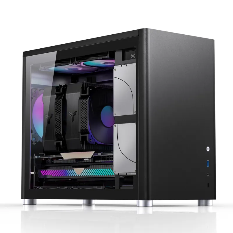 Jonsbo D30, tempered glass -Micro-ATX chassi, svart