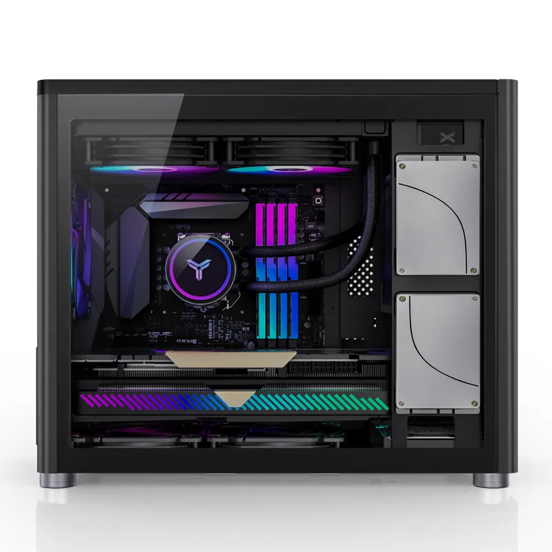 Jonsbo D30, tempered glass -Micro-ATX chassi, svart