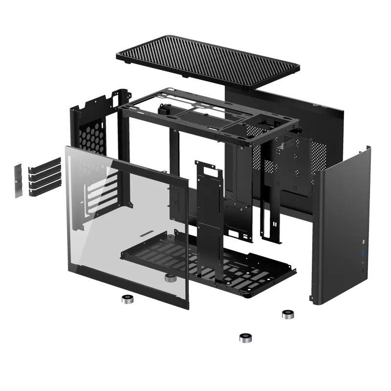 Jonsbo D30, tempered glass -Micro-ATX chassi, svart