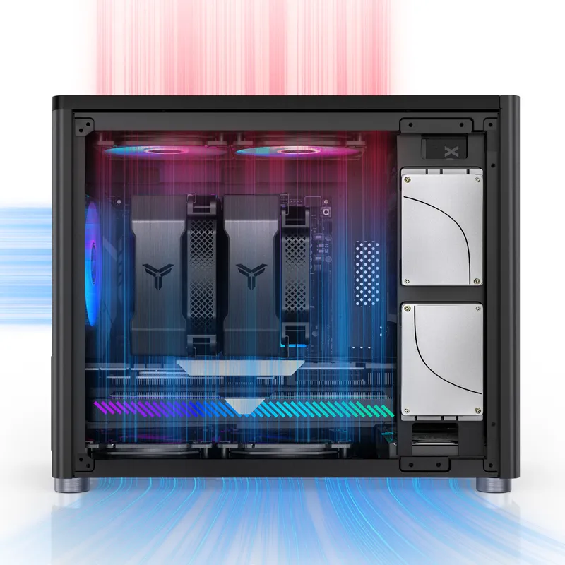 Jonsbo D30, tempered glass -Micro-ATX chassi, svart
