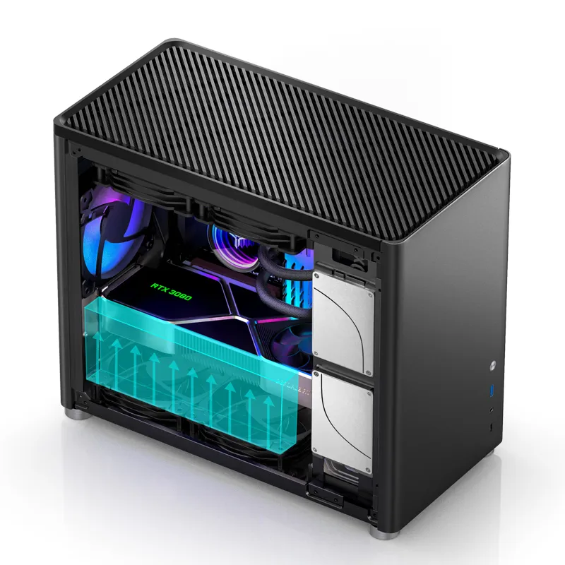 Jonsbo D30, tempered glass -Micro-ATX chassi, svart